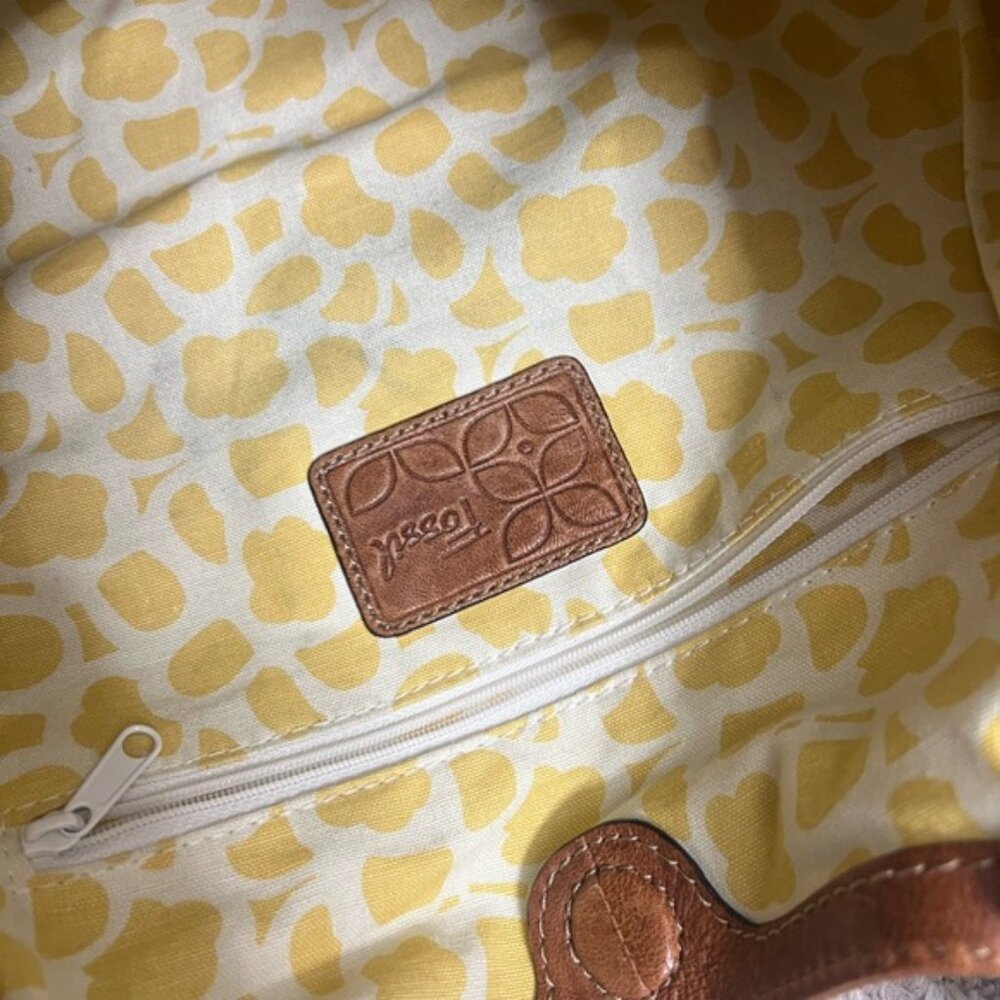 Fossil Blue and Brown Hobo Bag with Leather Straps - Picture 7 of 9